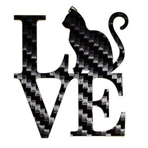 4 Pack Cat Love Sticker Black Carbon Fiber Vinyl Decal Logo Laptop Window